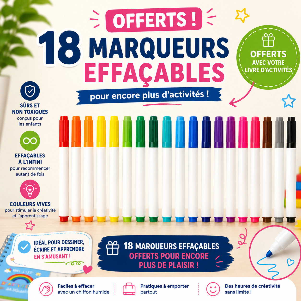 18 Marqueurs effaçables