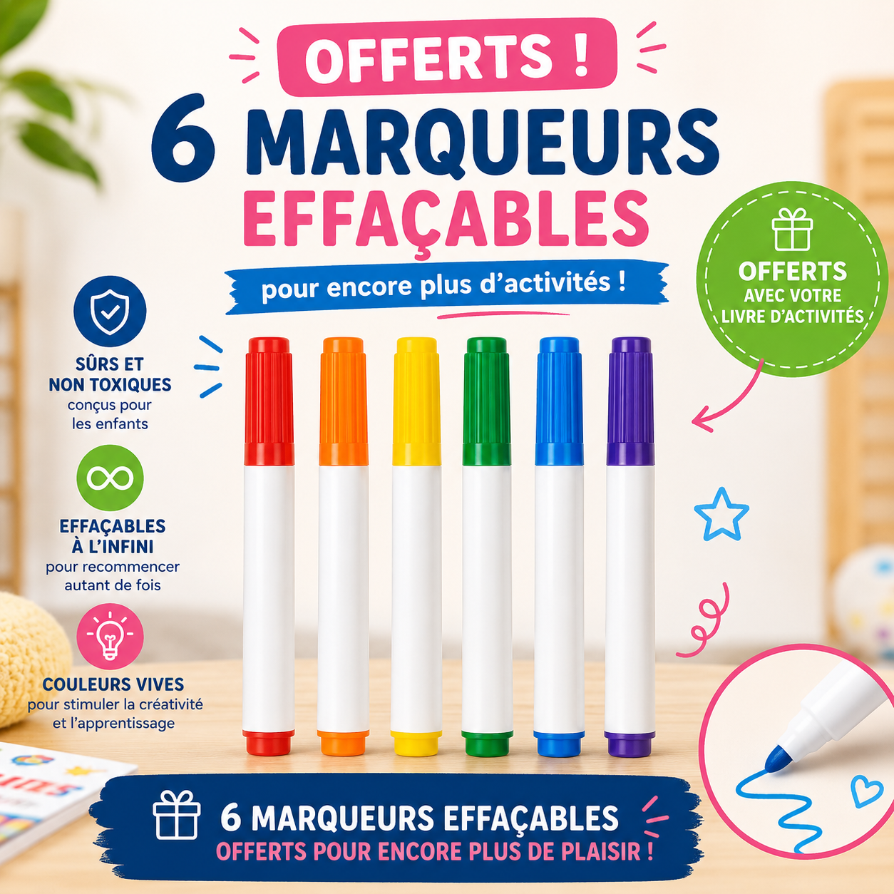 6 Marqueurs effaçables